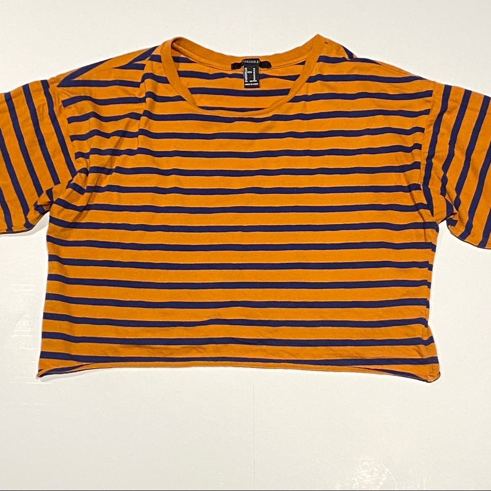 Orange and blue loose crop top